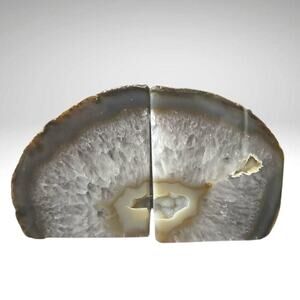 Large Crystal Bookends Agate w Geode Center Book Ends Pair: 4+ lbs. (BF)